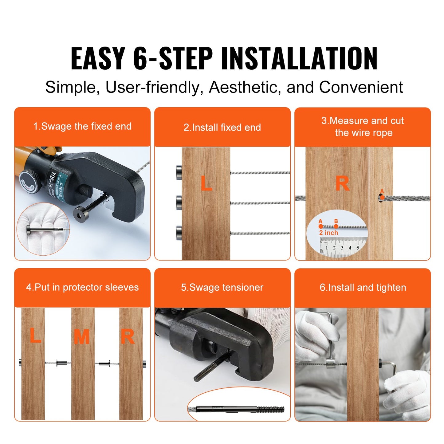 VEVOR 30 Pack Invisible Cable Railing kit, T316 Stainless Steel 3.2mm Invisible