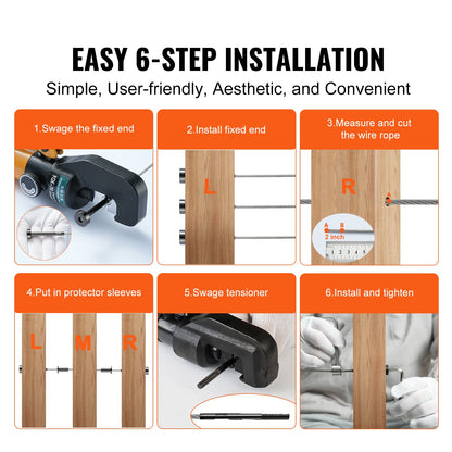 VEVOR 30 Pack Invisible Cable Railing kit, T316 Stainless Steel 3.2mm Invisible