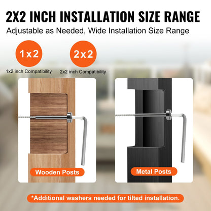 40 Pack Stainless Steel Cable Railing Kit, 3.2mm for Wood/Metal Posts