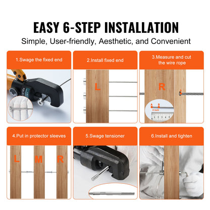 VEVOR 20 Pack Invisible Cable Railing kit, T316 Stainless Steel 3.2mm Invisible