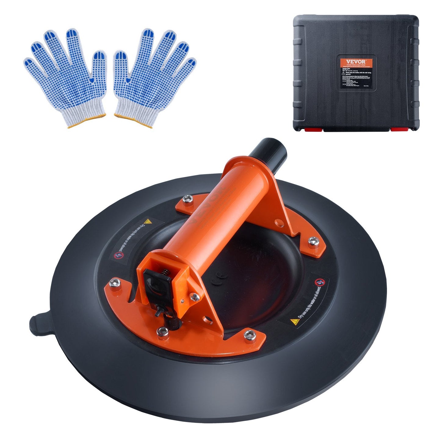 Heavy Duty Vacuum Suction Cup Lifter, 0.25m, 449kg Capacity, Steel Handle