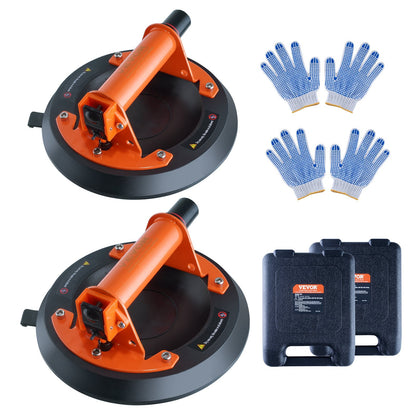 Heavy Duty 203mm Vacuum Suction Cups, 278kg Capacity, Steel Handle, 2-Pack