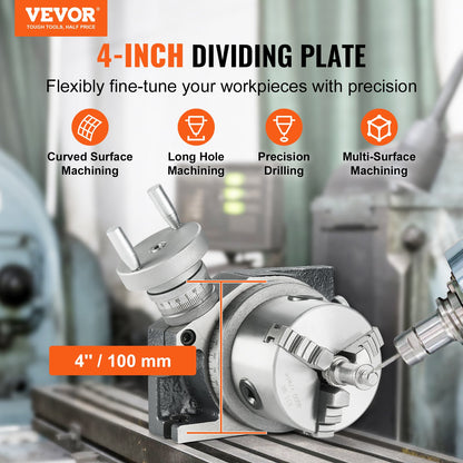 VEVOR Rotary Table for Milling Machines, 4''/ 100 mm, Horizontal Vertical Model