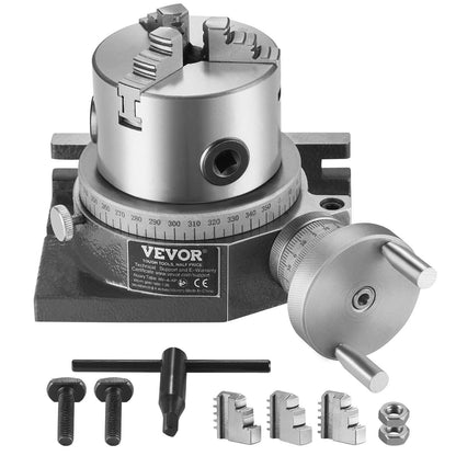 4" (0.1m) Rotary Table with 80mm 3-Jaw Chuck for Milling Machines