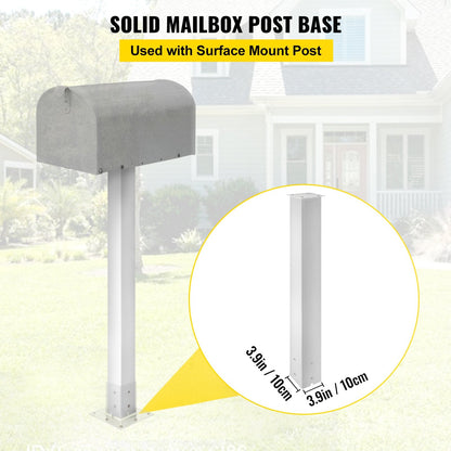 White Powder-Coated Mailbox Stand, 1.09m High Steel Post for Outdoor Use