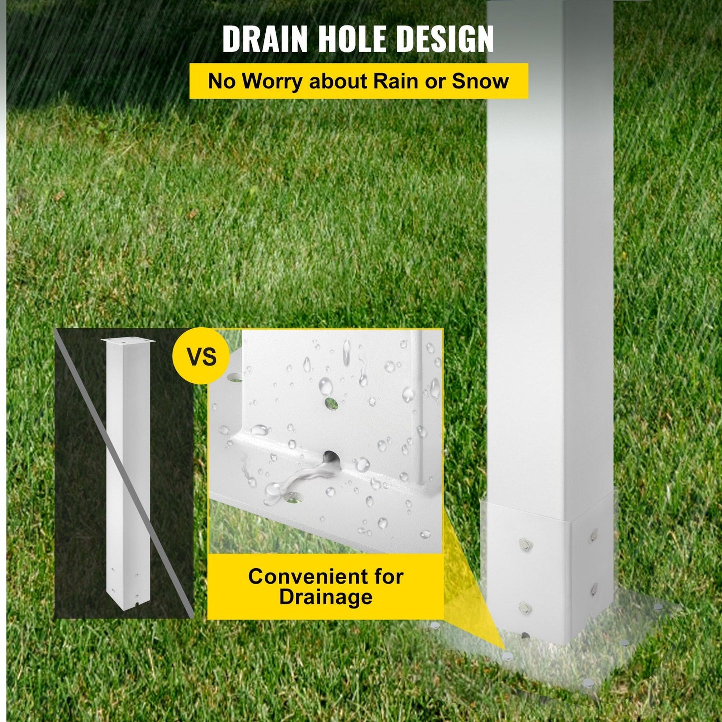 White Powder-Coated Mailbox Stand, 1.09m High Steel Post for Outdoor Use