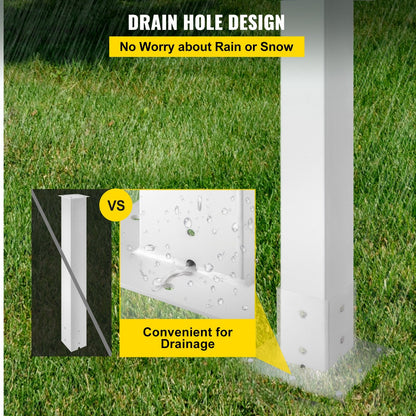 White Powder-Coated Mailbox Stand, 1.09m High Steel Post for Outdoor Use