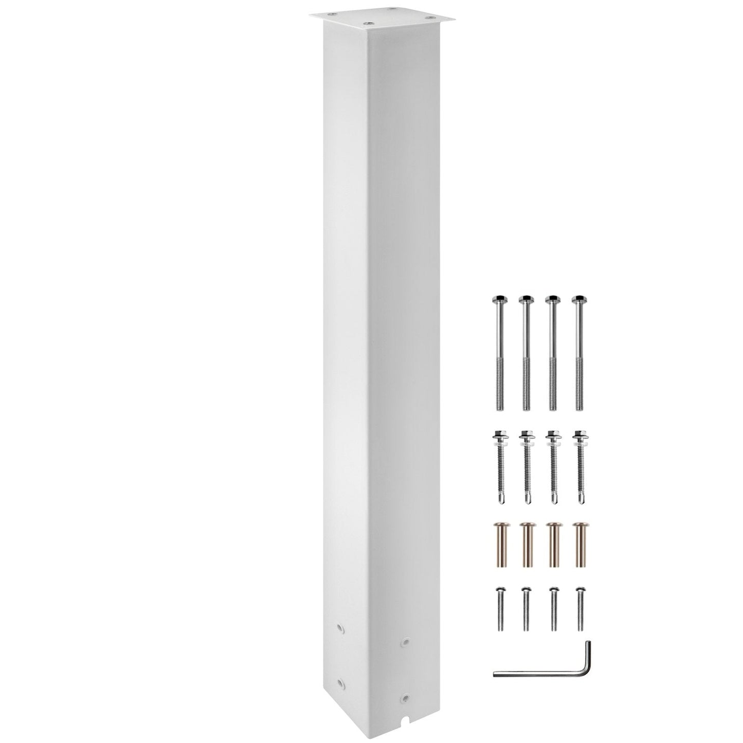 White Powder-Coated Mailbox Stand, 1.09m High Steel Post for Outdoor Use