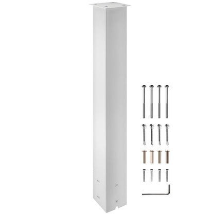 White Powder-Coated Mailbox Stand, 1.09m High Steel Post for Outdoor Use