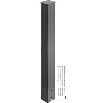 Black Powder-Coated Steel Mailbox Post Stand, 1.09m Height, 4.5kg, Easy Install