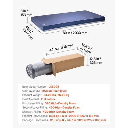 VEVOR Hospital Medical Bed Mattress 153 mm Water Resistant Non Slip Foam 295 kg