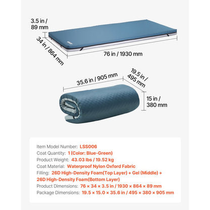 VEVOR Hospital Medical Bed Mattress 89 mm Water Resistant Non Slip Home Foam