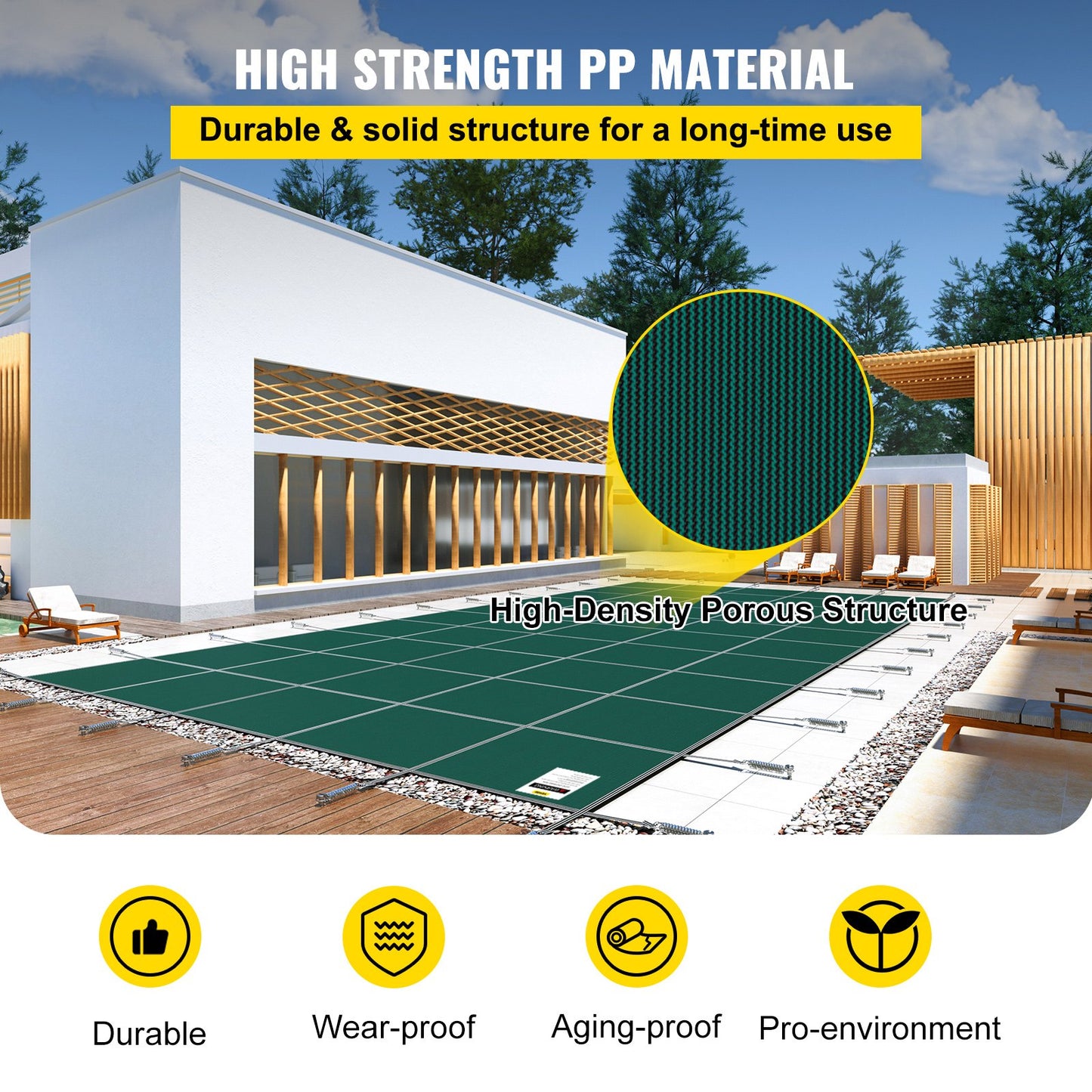 VEVOR Pool Safety Cover Fits 14x26ft Rectangle Inground Pools, Safety Pool Cover