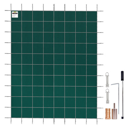 Green Safety Cover for 4.3x7.9m Inground Pools - Winter Mesh Design