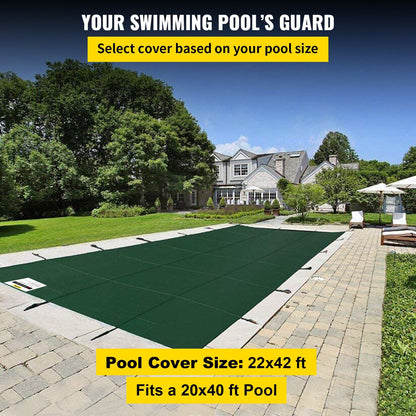 Green Inground Pool Safety Cover 6.1 x 12.2 m - Winter Protection & Easy Install