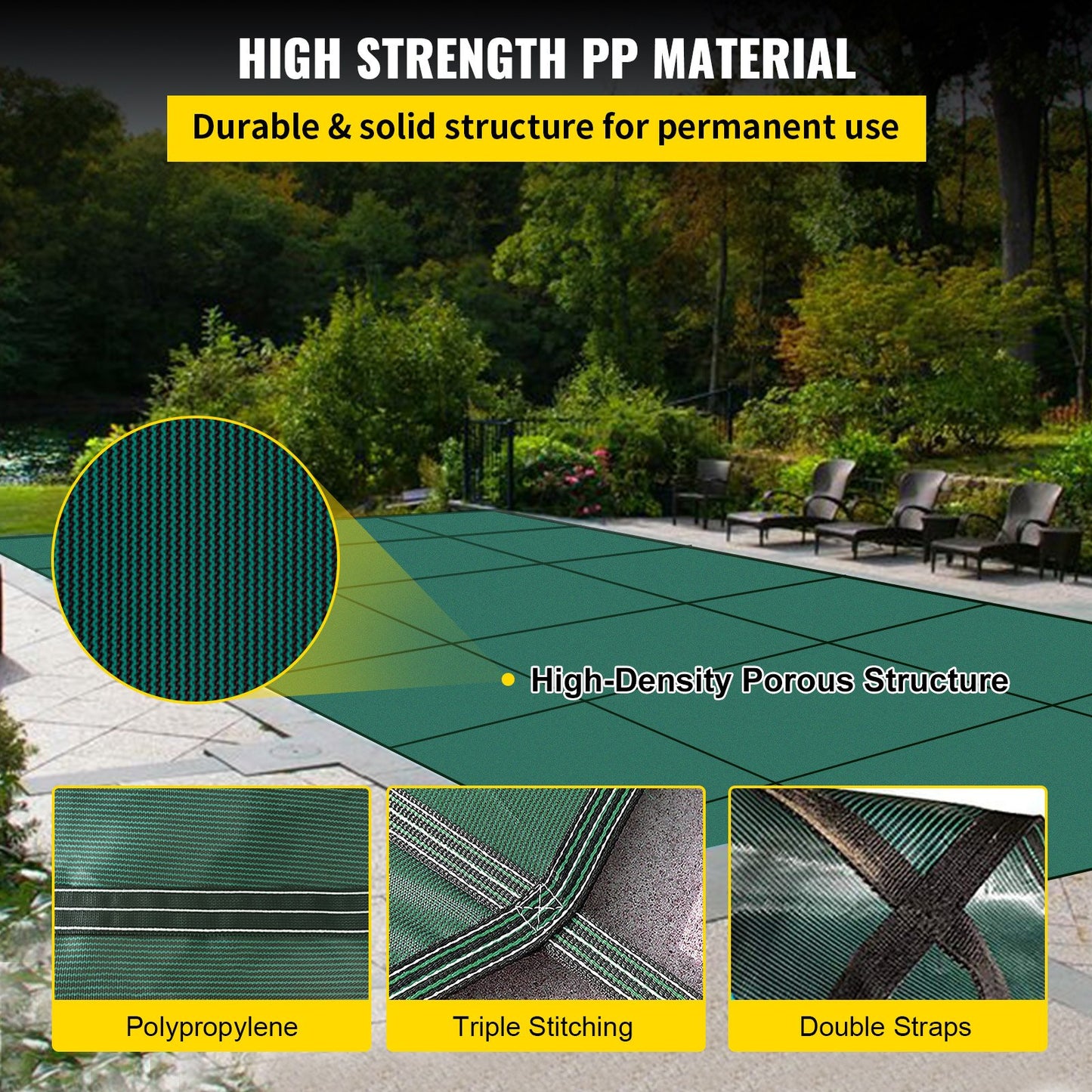 VEVOR Pool Safety Cover Fits 20x40ft Rectangle Inground Safety Pool Cover Green