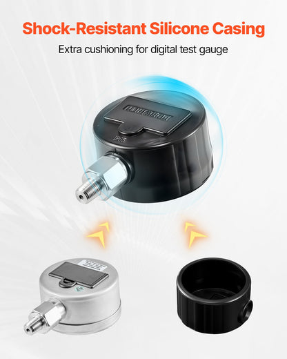 Digital Hydraulic Pressure Gauge, 0-700 Bar (0-10000 PSI) Hydraulic Pressure Sensor, Manometer Tester with NPT Base Entry for Excavator Construction Machinery, Waterproof Stainless Steel Housing
