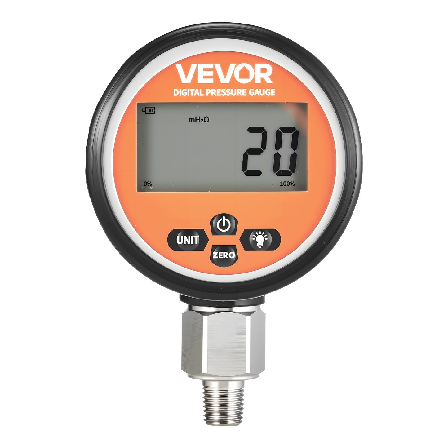 Digital Hydraulic Pressure Gauge, 0-700 Bar (0-10000 PSI) Hydraulic Pressure Sensor, Manometer Tester with NPT Base Entry for Excavator Construction Machinery, Waterproof Stainless Steel Housing