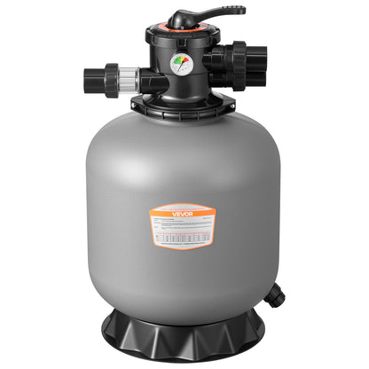 Sand Filter, 457.2 mm, 151.4 LPM Above Inground Swimming Pool Sand Filter System, with 7-Way Multi-Port Valve, Backwash, Rinse, Recirculate, Waste, Winter, Closed Modes, for Above In Ground Pool