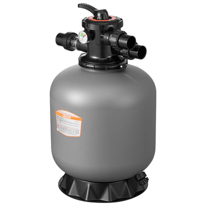 Sand Filter, 457.2 mm, 151.4 LPM Above Inground Swimming Pool Sand Filter System, with 7-Way Multi-Port Valve, Backwash, Rinse, Recirculate, Waste, Winter, Closed Modes, for Above In Ground Pool