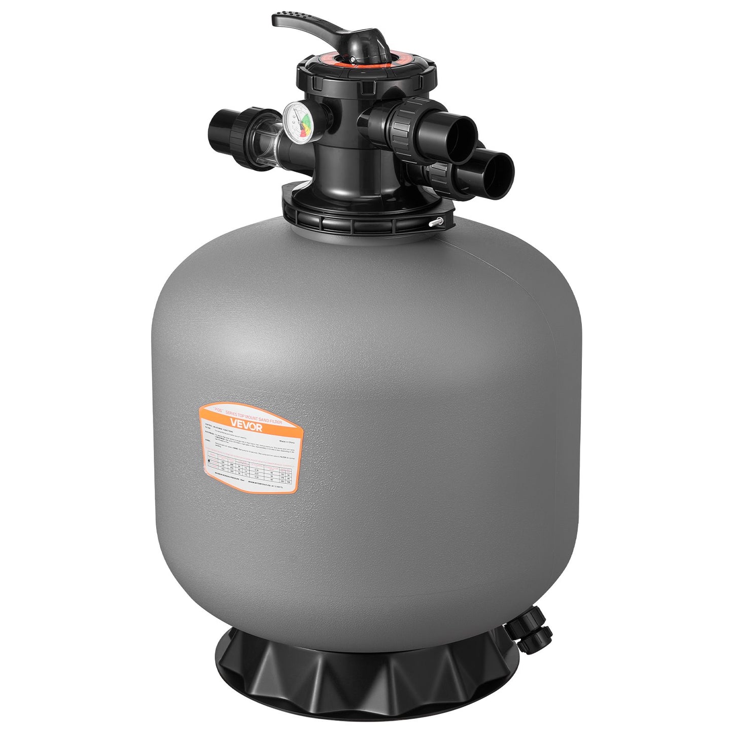 Sand Filter, 508 mm, 189.3 LPM Above Inground Swimming Pool Sand Filter System, with 7-Way Multi-Port Valve, Backwash, Rinse, Recirculate, Waste, Winter, Closed Modes, for Above In Ground Pools