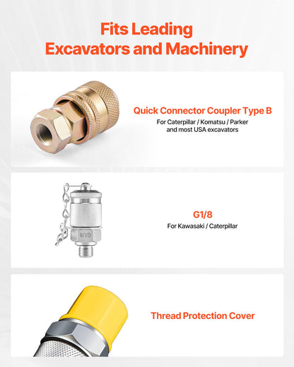 Digital Hydraulic Pressure Test Coupling Kit, 700 Bar Pressure Gauge Manometer Tester with 1 Gauge, 1 Test Coupling, 1 Quick-Release Coupler, and 1 Hose for Excavator Construction Machinery
