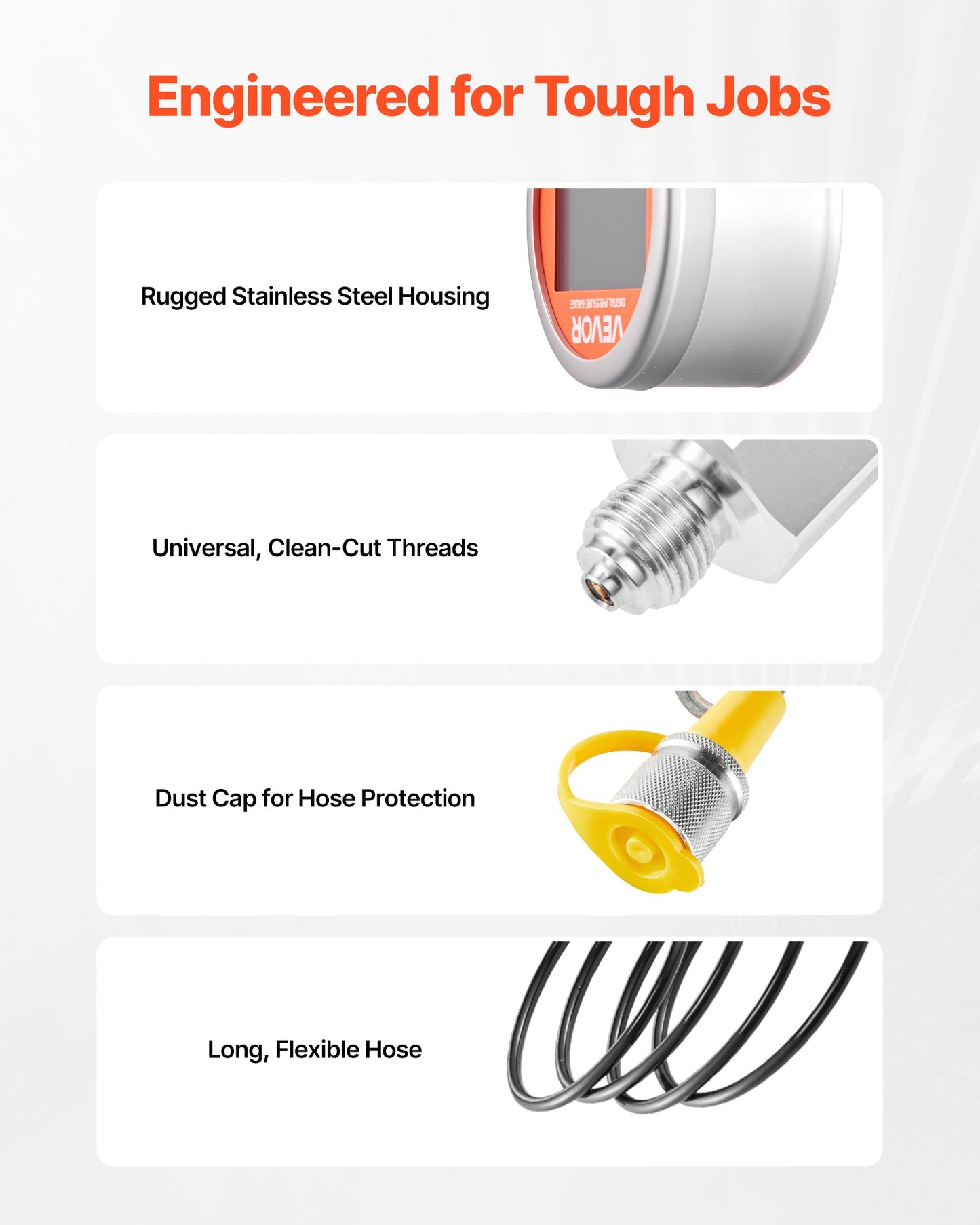 Digital Hydraulic Pressure Test Coupling Kit, 700 Bar Pressure Gauge Manometer Tester with 1 Gauge, 1 Test Coupling, 1 Quick-Release Coupler, and 1 Hose for Excavator Construction Machinery