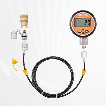 Digital Hydraulic Pressure Test Coupling Kit, 700 Bar Pressure Gauge Manometer Tester with 1 Gauge, 1 Test Coupling, 1 Quick-Release Coupler, and 1 Hose for Excavator Construction Machinery