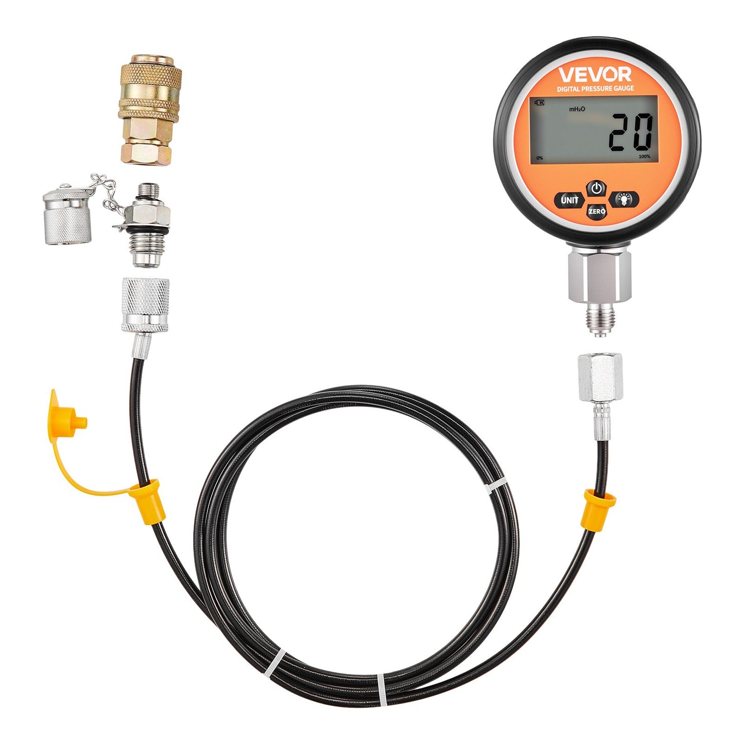 Digital Hydraulic Pressure Test Coupling Kit, 700 Bar Pressure Gauge Manometer Tester with 1 Gauge, 1 Test Coupling, 1 Quick-Release Coupler, and 1 Hose for Excavator Construction Machinery