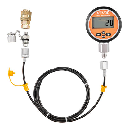 Digital Hydraulic Pressure Test Coupling Kit, 700 Bar Pressure Gauge Manometer Tester with 1 Gauge, 1 Test Coupling, 1 Quick-Release Coupler, and 1 Hose for Excavator Construction Machinery