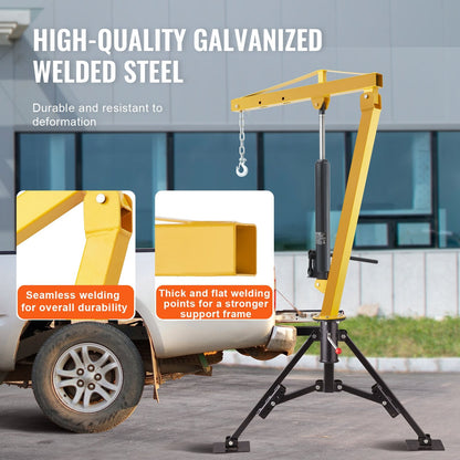Hydraulic Truck Crane, 454 kg Capacity, 360° Swivel, Hitch Mounted, Multi-Boom