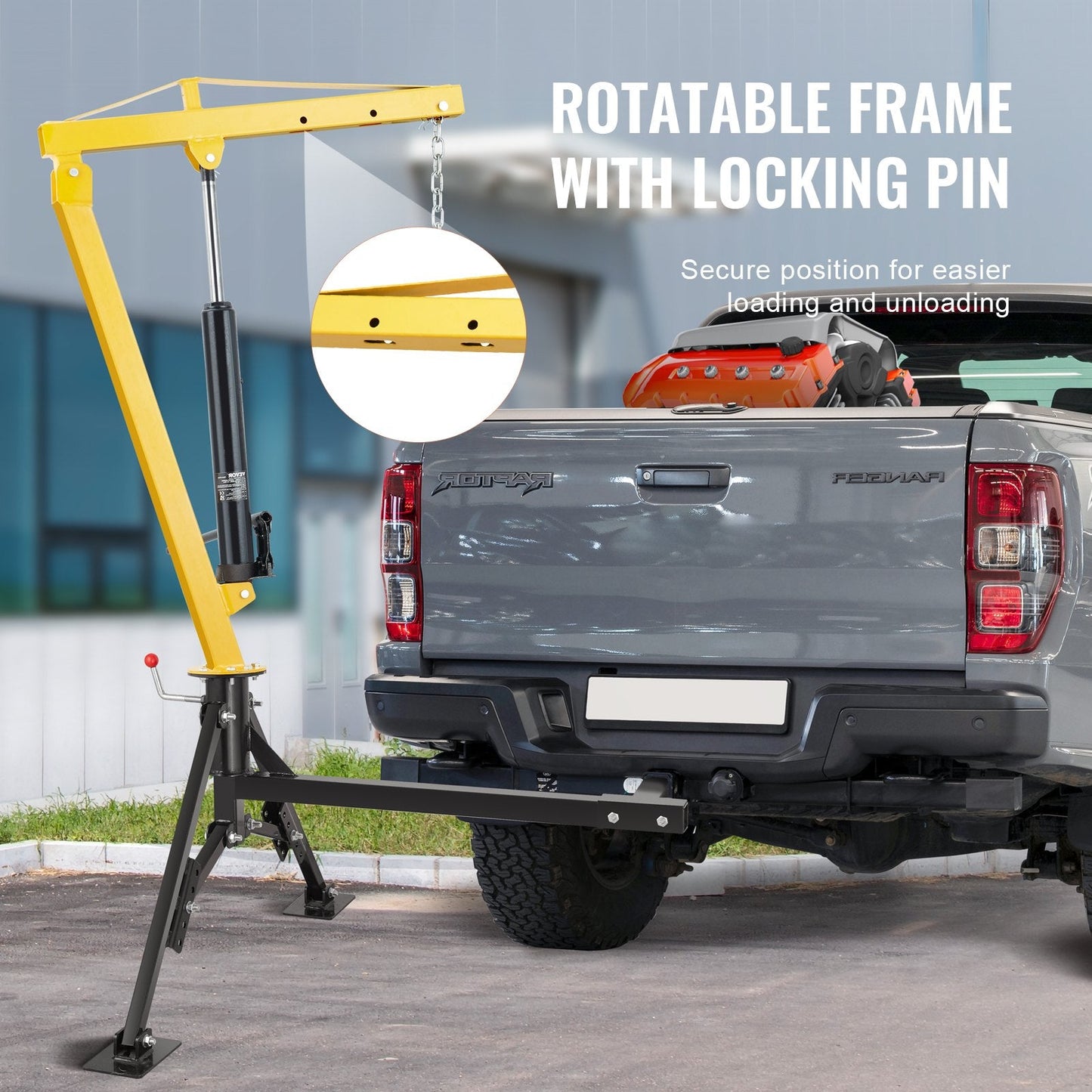 Hydraulic Truck Crane, 454 kg Capacity, 360° Swivel, Hitch Mounted, Multi-Boom
