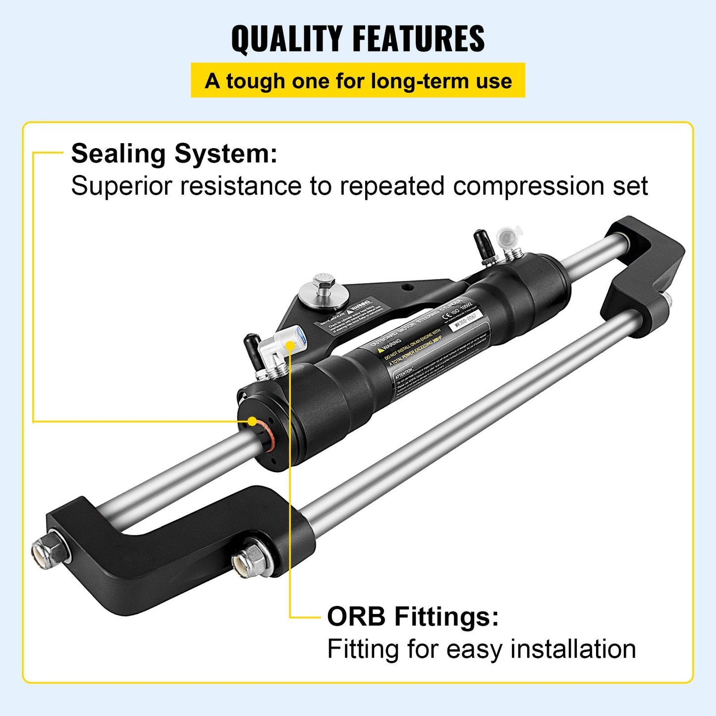 Front Mount Hydraulic Steering Cylinder for Outboard Motors up to 300HP