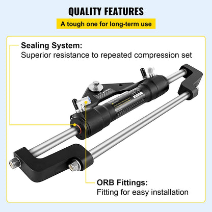 Front Mount Hydraulic Steering Cylinder for Outboard Motors up to 300HP