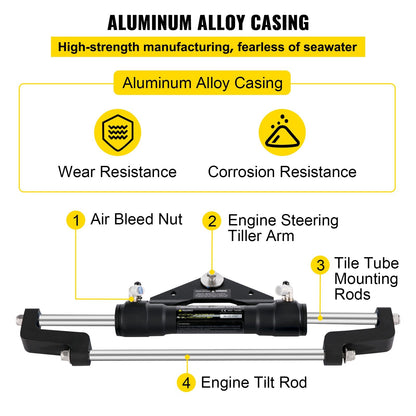 Front Mount Hydraulic Steering Cylinder for Outboard Motors up to 300HP