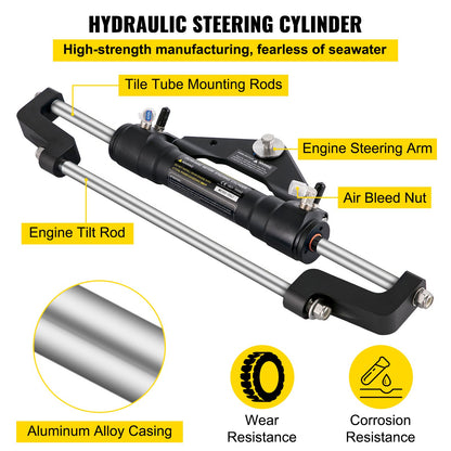 Hydraulic Boat Steering Kit, 300HP Hydraulic Steering Kit Helm Pump, Hydraulic Outboard Steeing Kit with 4267 mm Hydraulic Steering Hose for Boat Steering System