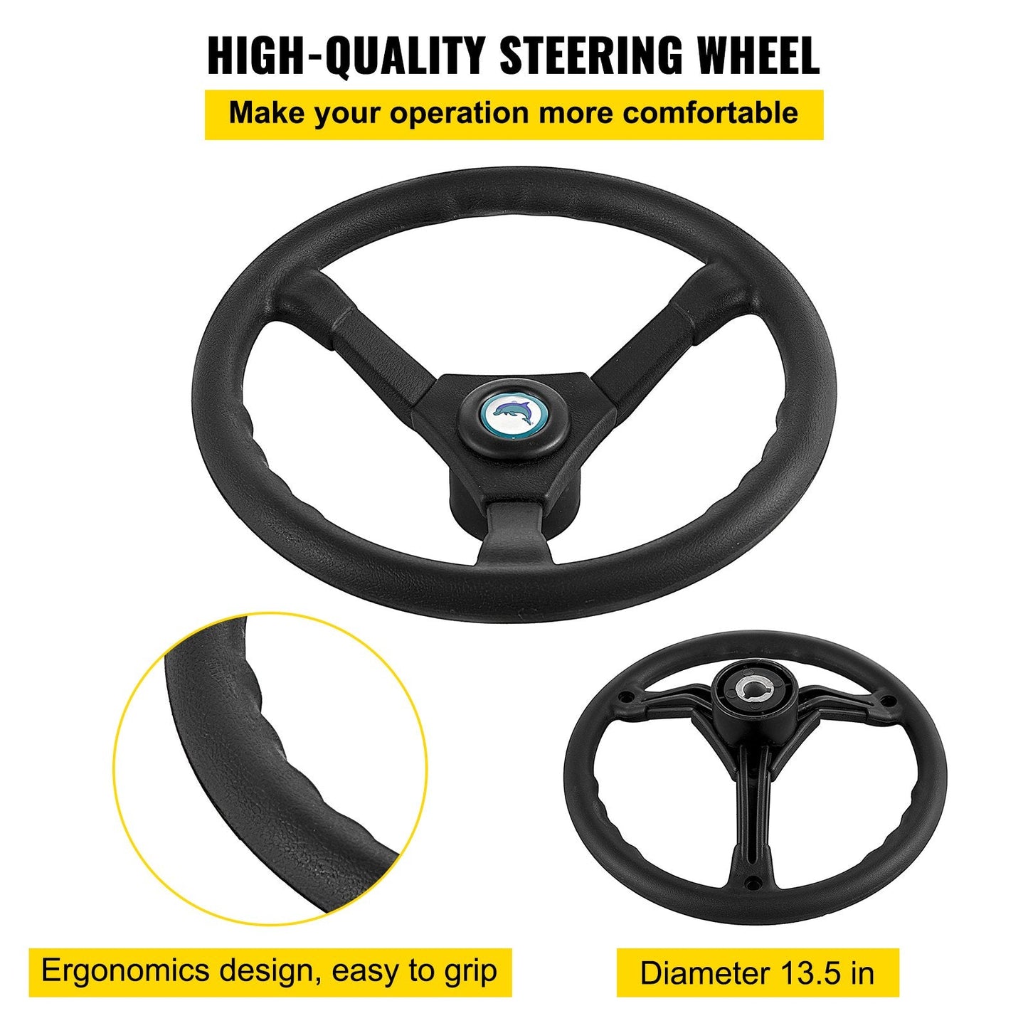 Hydraulic Boat Steering Kit 300HP, 0.34m Wheel, Aluminum Alloy System