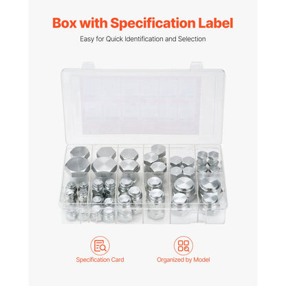 64 PCS BSPP Hydraulic Fitting Galvanized Cap & Plug Assortment Adapter Kit