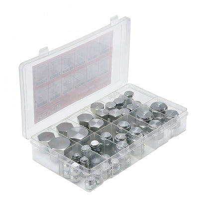 64 PCS BSPP Hydraulic Fitting Galvanized Cap & Plug Assortment Adapter Kit