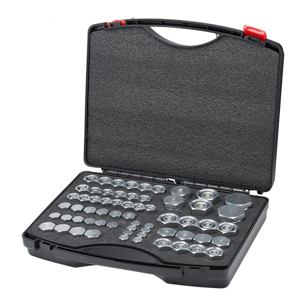 64 PCS DIN Hydraulic Fitting Galvanized Cap & Plug Assortment Adapter Kit