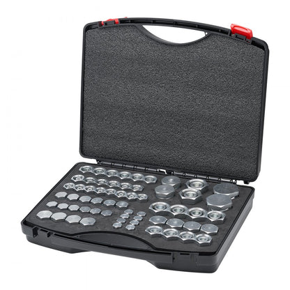 64 PCS DIN Hydraulic Fitting Galvanized Cap & Plug Assortment Adapter Kit