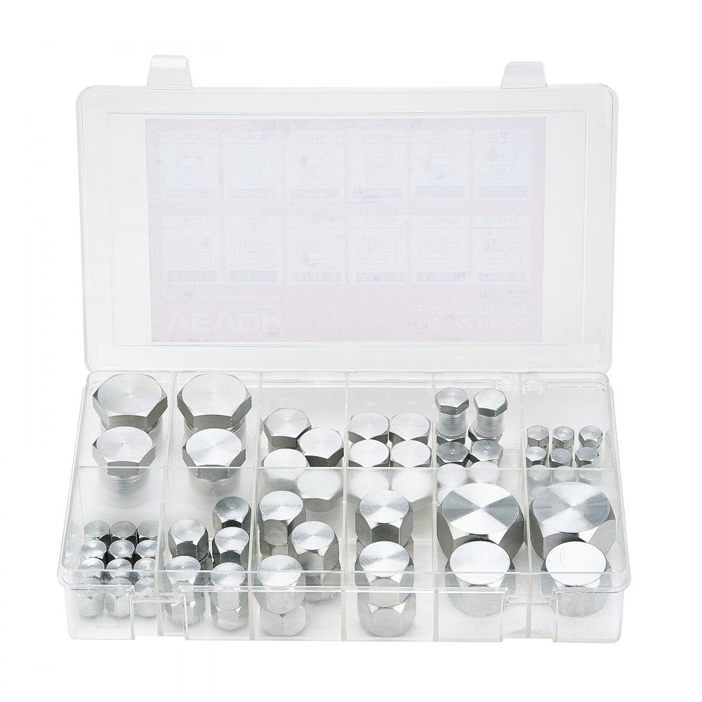 VEVOR 72 PCS Hydraulic Fittings 37° JIC Hydraulic Hose Cap and Plug Kit