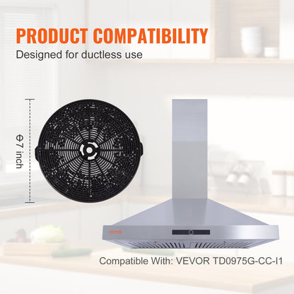 Charcoal Filter for Ductless Range Hoods, 2-Pack, Easy Install, 0.33 kg Each