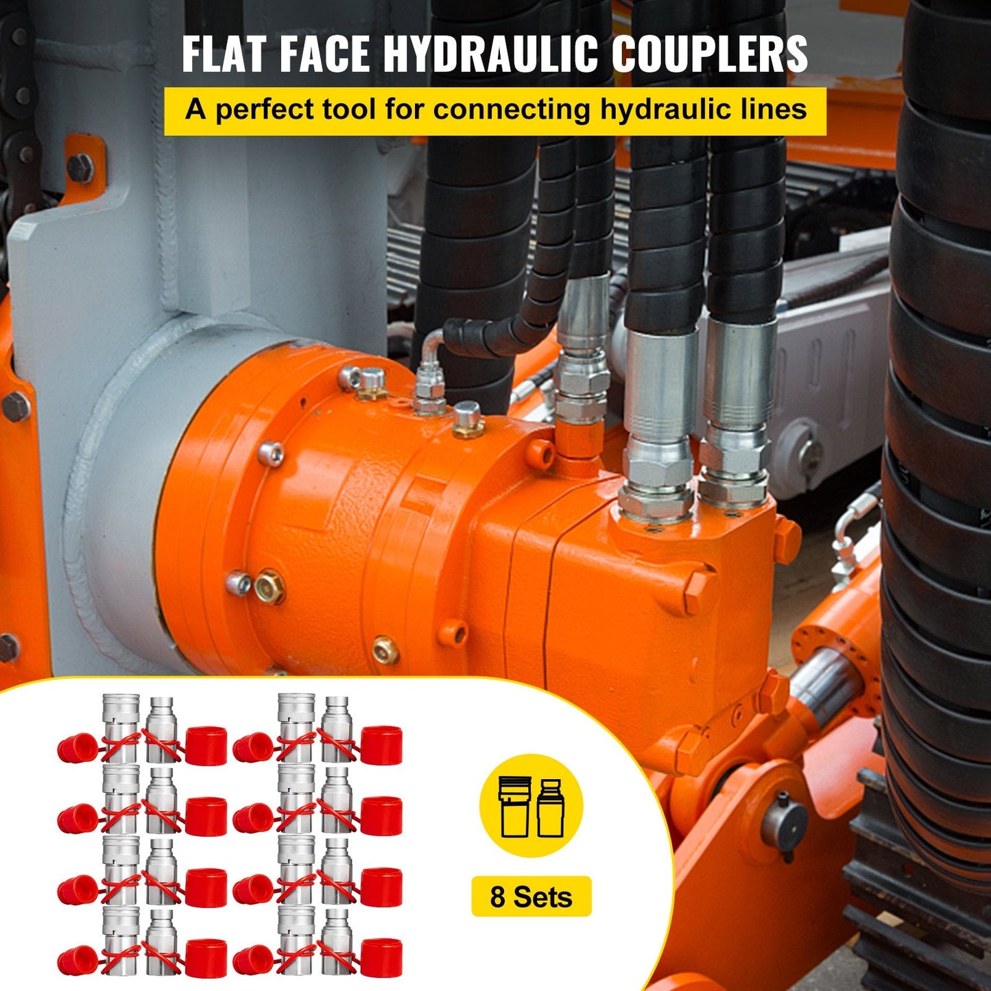 Hydraulic Quick Connect Couplers 0.5m NPT, 8 Pairs, ISO 16028 Standard