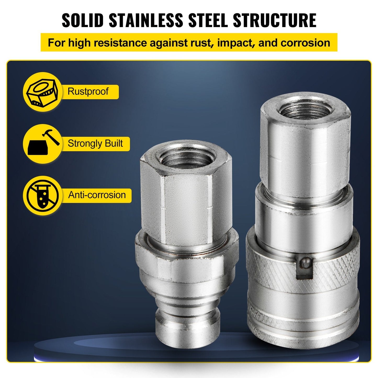 Hydraulic Quick Connect Coupler Set, 12.7mm Body, 1.36 kg, ISO 16028 Certified