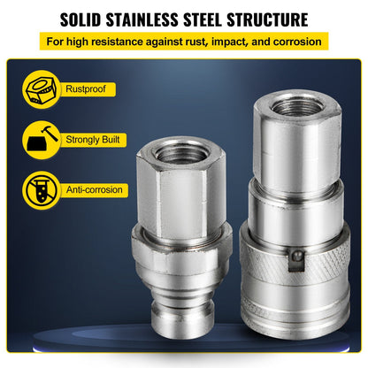 Hydraulic Quick Connect Coupler Set, 12.7mm Body, 1.36 kg, ISO 16028 Certified