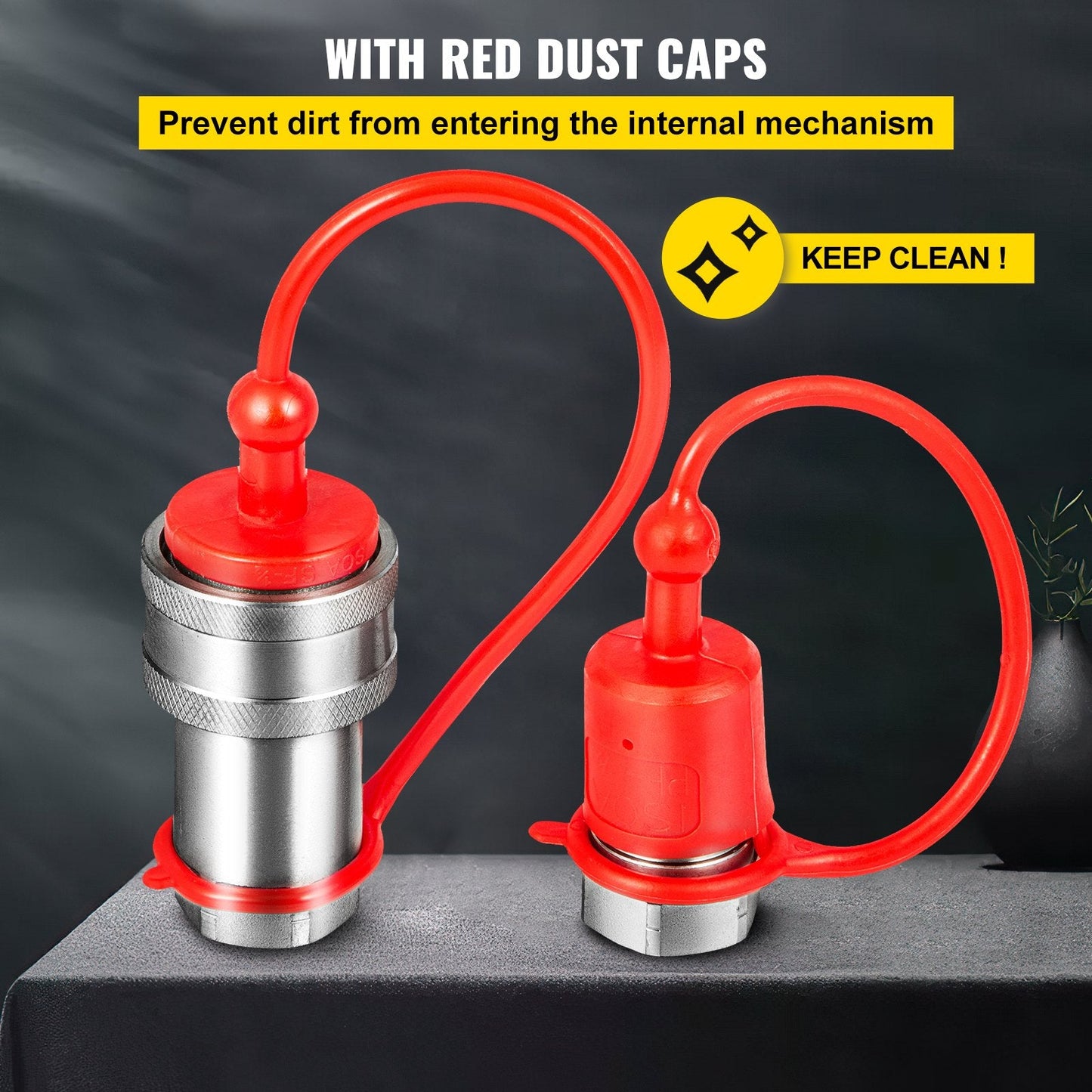 Hydraulic Quick Connect Coupler Set, 12.7mm NPT, 4061 PSI, with Dust Caps
