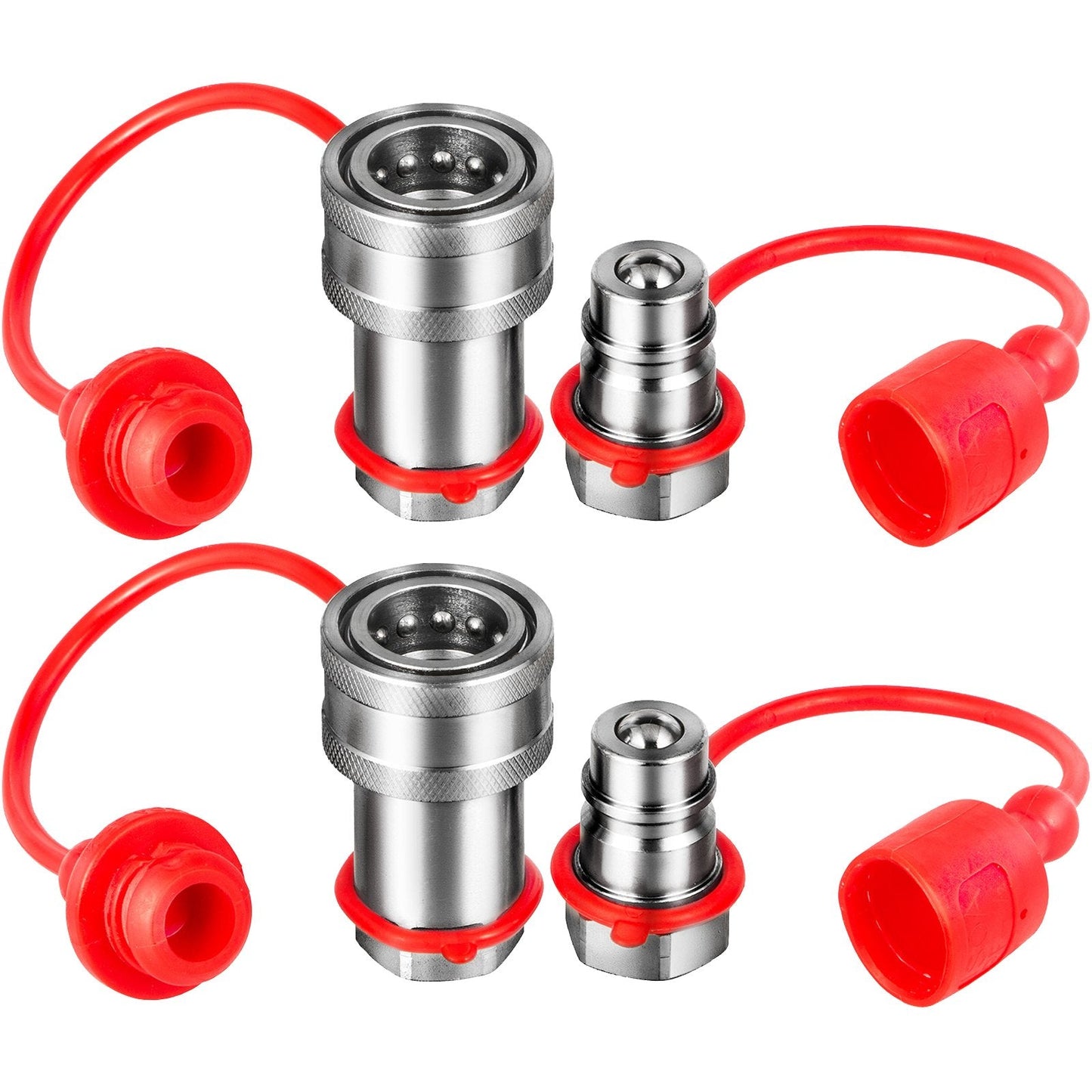 Hydraulic Quick Connect Coupler Set, 12.7mm NPT, 4061 PSI, with Dust Caps