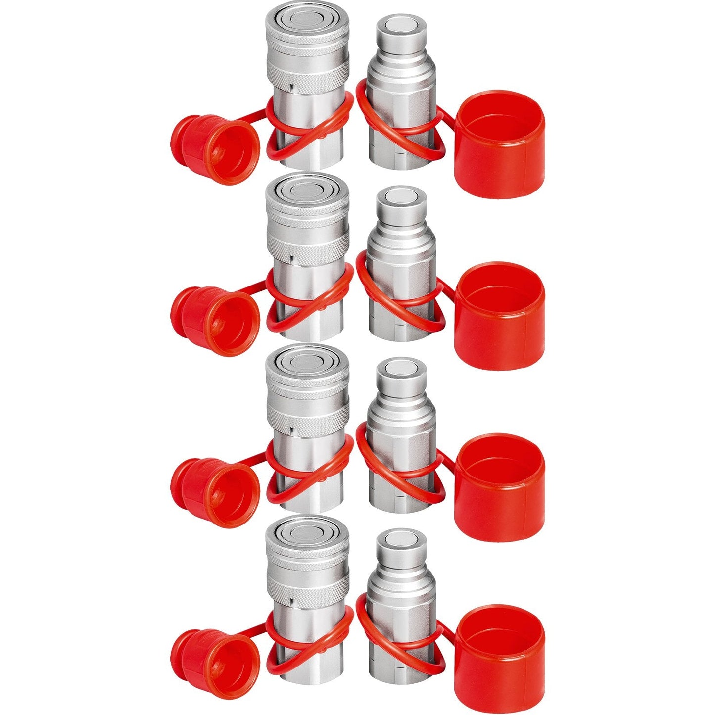 Hydraulic Quick Connect Coupler Set, 1/2 Body, 1/2 NPT, 4 Pairs, ISO 16028