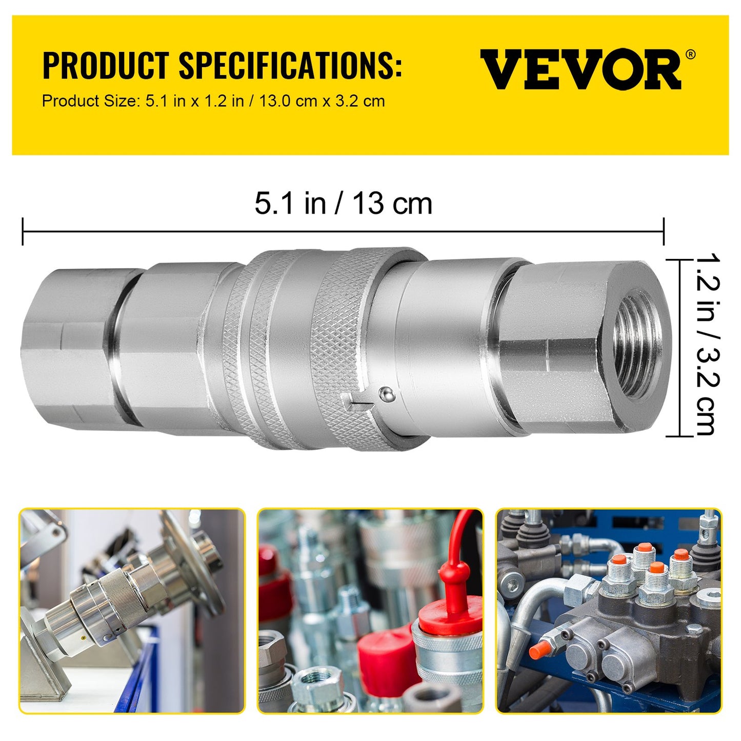 VEVOR 3/4NPT Hydraulic Quick Connect 3/4body Hydraulic Coupler 20.7MPa Hydraulic